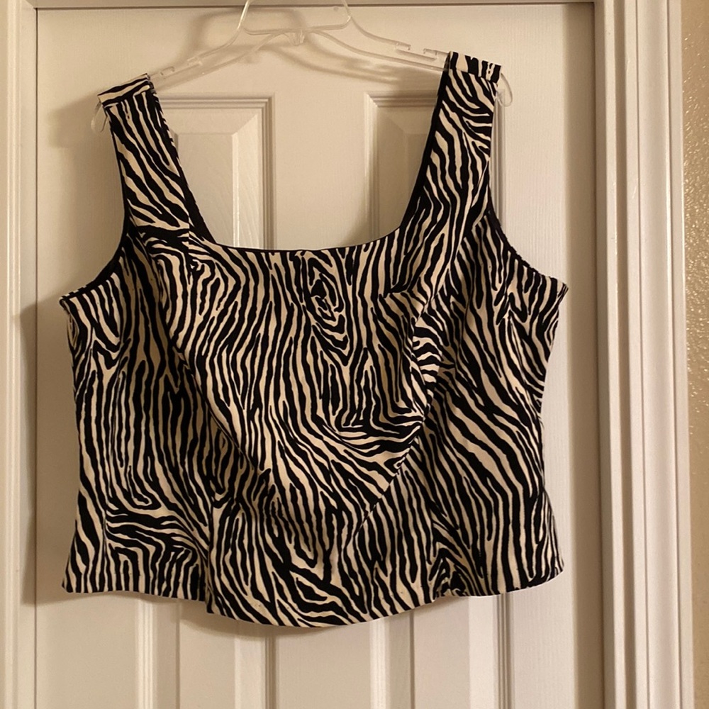 Scott McClintock Millennium 2000 Zebra Print Crop Fitted Tank Top